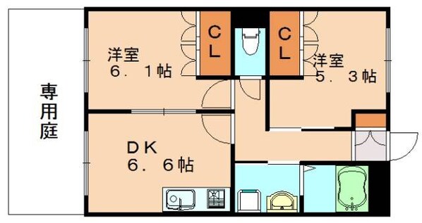 鯰田駅 徒歩49分 1階の物件間取画像